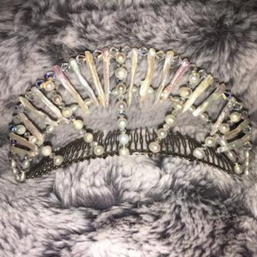 Pearls, Swarovski crystal, stick pearls tiara